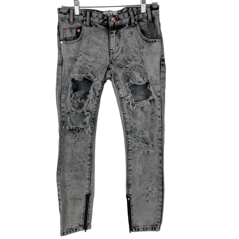 One X OneTeaspoon Trashed Free Birds Distressed Zipped Ankle Women's Jeans 22